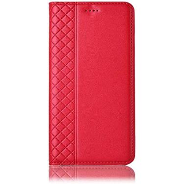 Imagem de EKESA Capa flip de couro genuíno com slot para cartão, para Apple iPhone 14 Pro Max Case 6,7 polegadas 2022 Capa fólio magnética à prova de choque [Suporte] (Cor: Vermelho)