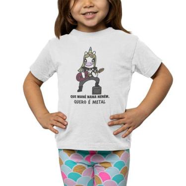 Imagem de Camiseta Infantil Menino Menina Nana Neném Metal Unicórnio, 4, Branco