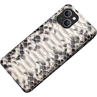Imagem de GANYUU Capa de telefone traseira comercial, para Apple iPhone 14 Plus 6,7 polegadas 2022 capa respirável à prova de choque de couro Python [proteção de tela e câmera] (Cor: D)