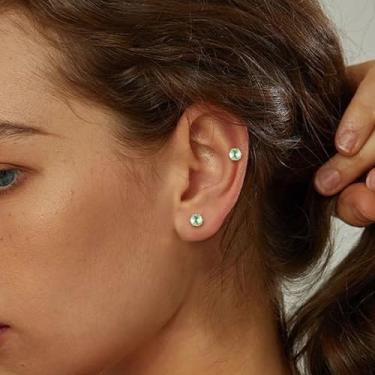 Imagem de Brincos de aço cirúrgico 316L, zircônia cúbica, parafuso nas costas, conjunto de brincos de cartilagem para piercing múltiplo, 4MM, Aço inoxidável, Sem pedra preciosa