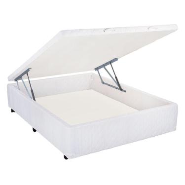 Imagem de Cama Box Viúva com Baú Mega Tecido Branco - 120x203