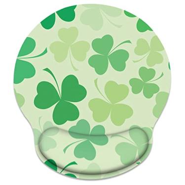 Imagem de Britimes Mouse pad ergonômico com suporte de pulso Green Patrick Day Clover Base de borracha antiderrapante para jogos de escritório em casa, computadores de trabalho, laptop, digitação fácil e alívio