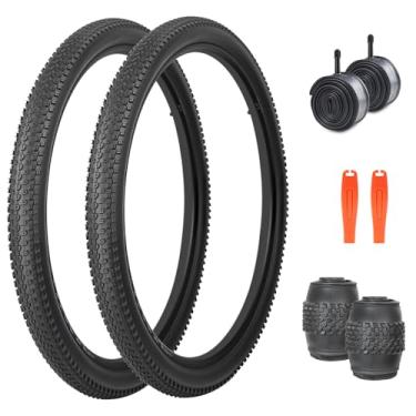 Imagem de FOMAS Pneu de bicicleta 24/26/27,5/73,7 x 5,4 cm (preto, pacote com 2 com tubos, 69,8 x 5,4 cm)