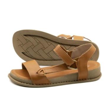 Imagem de Sandália Papete Rivva em Couro Alfa Camel - 17139AC - Andacco, Caramel
