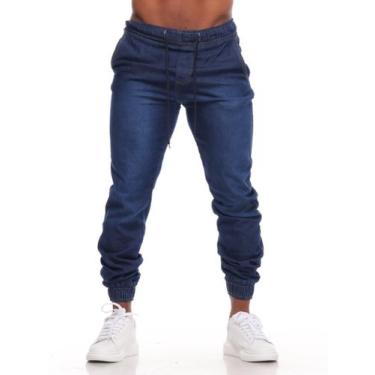 Imagem de Calça Jogger Masculina Slim Sarja e Jeans Com Punho Elástico - Mitchel