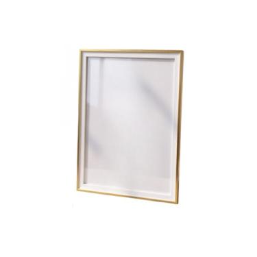 Imagem de Porta-Retrato Clean com Moldura Dupla 20x25 – Decoração de Mesa e Parede em PVC(Branco e Dourado)