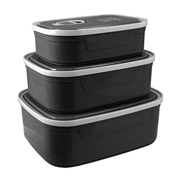 Imagem de Kit 3 Pote Marmita Microondas Esquenta Congelada Vasilha Cor:Preto