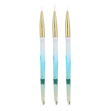 Imagem de SIWOTED 3pcs Pincéis para Nail Art Pontilhando Pintura Desenho Manicure Acessórios para Nail Art (Caneta de desenho com haste gradiente azul amarelo)