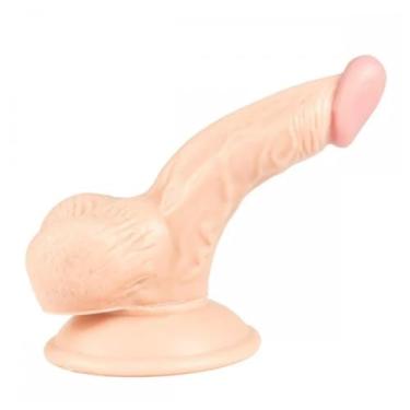 Imagem de Prótese Realística Com Escroto E Ventosa 16 X 4Cm Brinquedo Sexual Dildo Ergonômica PE001B