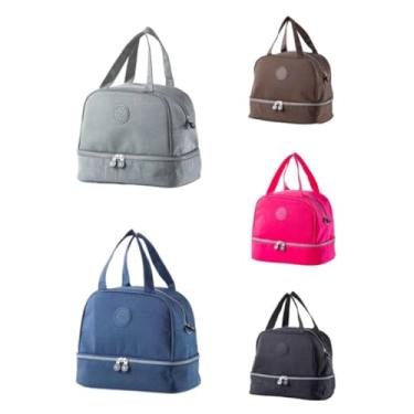 Imagem de Bolsa Térmica Portátil de Dois Andares Multiuso com Alça, Isolamento para Lanches e Marmitas, Compartimentos Separados para Trabalho, Academia e Rotina Diária (Cor Aleatório)