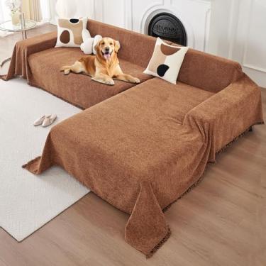 Imagem de HAOMAIJIA Capas de sofá seccionais em forma de L, 2 peças, laváveis, em forma de L, para sofá seccional, antiderrapante, para cães, protetor de móveis (marrom, 180 x 259 cm + 180 x 299 cm)