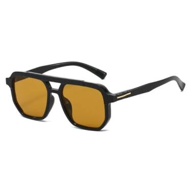 Imagem de Óculos de Sol Femininos Retro Degradê com Armação Bicolor Personalizada, Modelo Simples Masculino com Proteção UV400 (Preto e Marrom)