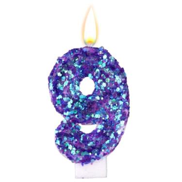 Imagem de Velas de Aniversário Roxas com Números, Velas de Aniversário Roxas com Lantejoulas Decorações Bolo Românticas e Brilhantes Artigos para Aniversários e Casamentos (9)