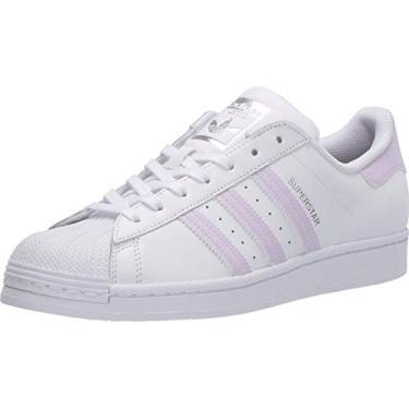 Imagem de adidas Originals Tênis de corrida feminino Superstar, Tintura branca/roxa/prata metálica, 6