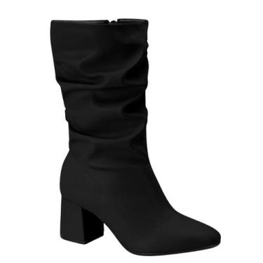 Imagem de Bota Feminina Beira Rio Cano Medio Salto Grosso 9076102 Cor:Preto Camu