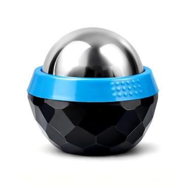 Imagem de Huecozo Bola de massagem com base de aderência, bola de precisão de 60 mm para pernas pós-treino e panturrilhas, resfriamento de aço inoxidável, rolamento suave controlado em 360°, também para pescoço