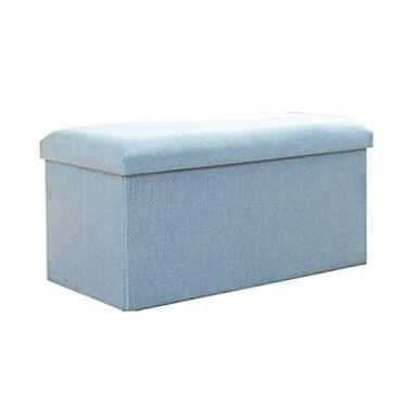 Imagem de Banco de armazenamento dobrável de 48 x 30 x 30 cm - organizador versátil com grande capacidade para o final da cama, descanso para os pés da cadeira, carga máxima de 150 kg, perfeito para decoração