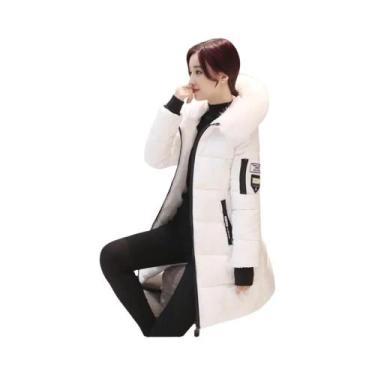 Imagem de Parka Feminina De Inverno Com Capuz E Gola De Pele, Bolsos Com Zíper, 