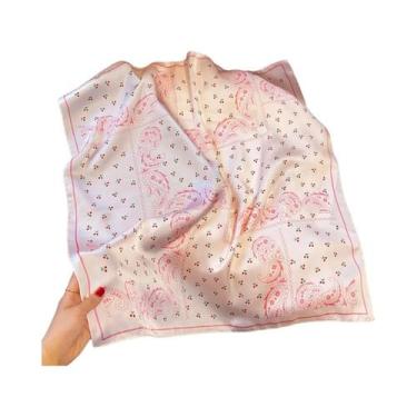Imagem de Lenço De Seda Feminino 70x70cm Com Estampa Paisley, Xale Quadrado De L