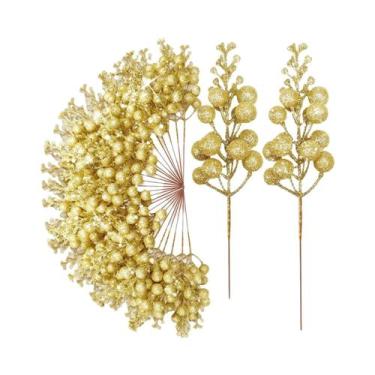 Imagem de Buquê De Flores Artificiais Com Glitter E Frutas Vermelhas, Enfeites P