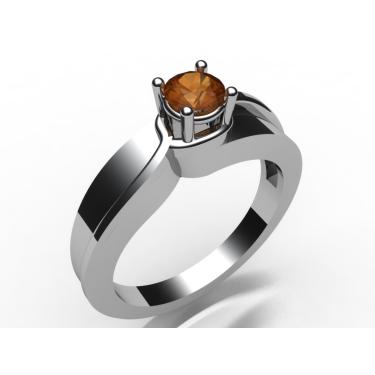 Imagem de Anel Solitário De Prata 950 Com Citrino Entrega Imediata