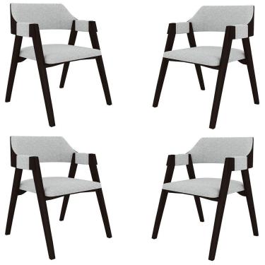 Imagem de Kit 4 Cadeiras Sala De Jantar E Jogos Carteados Madeira Maciça Poker Linho Cinza-tabaco G42 - Gran Belo