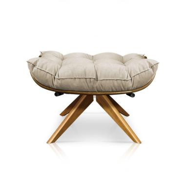 Imagem de Puff Giratório Costela Suede Base Madeira Ma25 Drossi -Bege