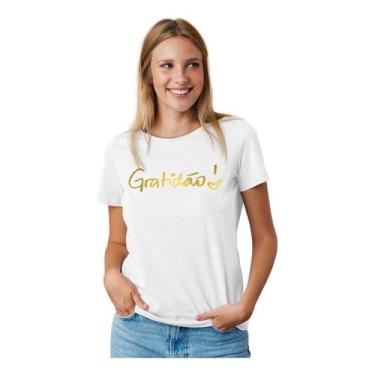 Imagem de Camiseta Gratidão Branca Ano Novo Reveillon Baby Look Feminina - BLACK