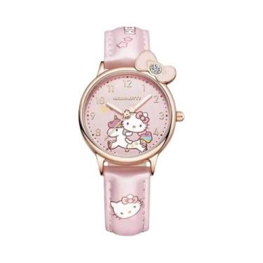Imagem de Relógio De Quartzo Infantil De Couro Branco Sanrio Hello Kitty Kuromi 