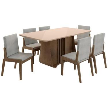 Imagem de Kit Mesa de Jantar Harpa com 6 Cadeiras Sinfonia em Linho - Loja DoceL