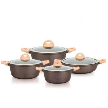 Imagem de Jogo de Panela 8 Peças de Ceramica Compatível com Fogão a Gás e Induçã