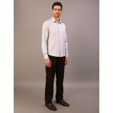 Imagem de Camisa Masculina Manga Longa Slim Básica - Cinza Claro-Masculino