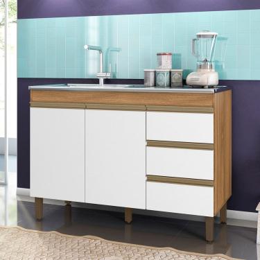 Imagem de Balcao Cozinha Karen 120cm com 2 Portas e 3 Gavetas Peternella Moveis