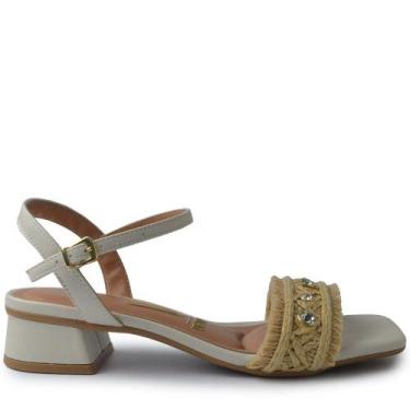 Imagem de Sandália Salto Baixo Vizzano Feminina 6454.139, 37, Creme