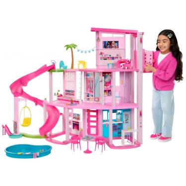 Imagem de Casa dos Sonhos da Barbie 2023 com 75 Peças, 3 Andares, Elevador, Rosa