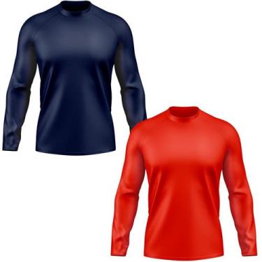 Imagem de Kit 2 camisetas Gola Redonda Azul marinho e Vermelho Proteção Uv50 - K