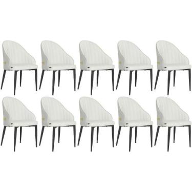 Imagem de Kit 10 Cadeiras De Jantar Estofada Design La Martina - Branca - MAGAZI