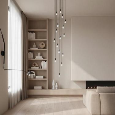 Imagem de Lustre para sala Pratic 16 lâmpadas Preto pé direito alto - Otago