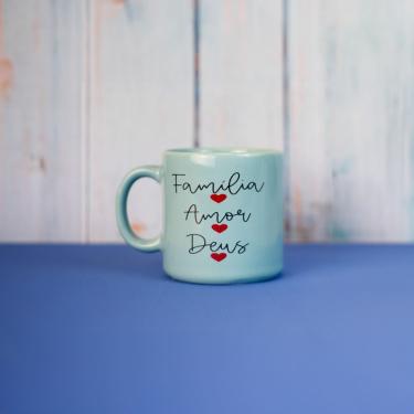 Imagem de Caneca De Porcelana Turquesa - Família, Amor E Deus