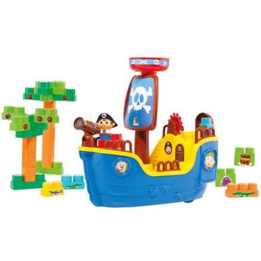 Imagem de Brinquedo Educativo Navio Pirata BABY LAND com 30 Blocos - Cardoso Toy