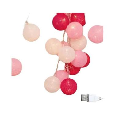 Imagem de Luzes De Cordão LED Coloridas Em Forma De Bolas De Algodão Para Decora