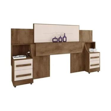 Imagem de Cabeceira de Casal Síria Freijó com Off White - RV Móveis