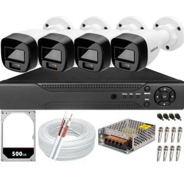 Imagem de Kit 4 Câmeras Intelbras VHD 1120b Full Color Dvr 4ch Hd 500gb 50m Cabo