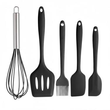 Imagem de Espátula de Silicone Kit Cozinha 5 Peças – Espátulas de Silicone, Fouet e Pincel Culinário, Silicone BPA Free Resistente 230°C Antiaderente