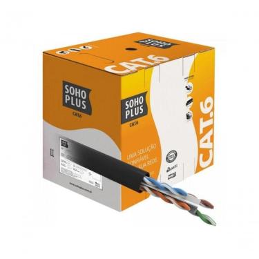 Imagem de Cabo de Rede Sohoplus CAT.6 CMX 305M em Caixa FASTBOX com Marcação Métrica Decrescente Preto Furukawa