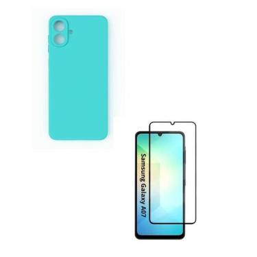 Imagem de Película 3D de Vidro + Capinha Silicone Case Verde água Para Galaxy A0