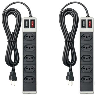 Imagem de 2 Filtro Linha Regua 5 Tomada C/Fusível Bivolt Multicraft