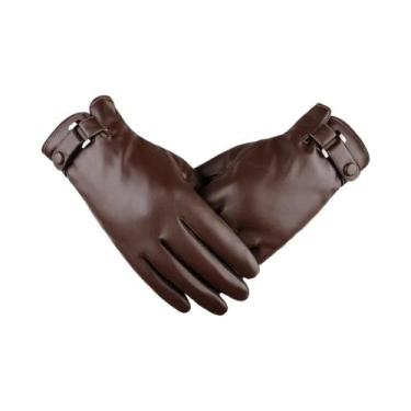 Imagem de Luvas Térmicas De Couro Pretas Para Homens, Quentes Para O Inverno, À 