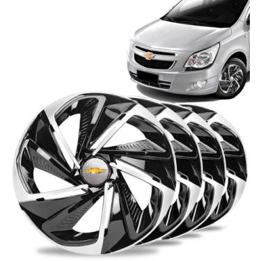 Imagem de Jogo 4 Calota Nitro Aro 14 Preta Prata Gm Cobalt Corsa Celta - Elitte