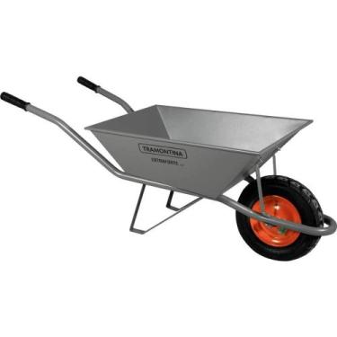 Imagem de Carrinho de mão com Pneu e Câmara, Caçamba Metálica Reta, 65 Litros, 7